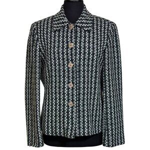 Judith Hart Collection Blazer Jacket Black & White Tweed Pattern Women's Size 10